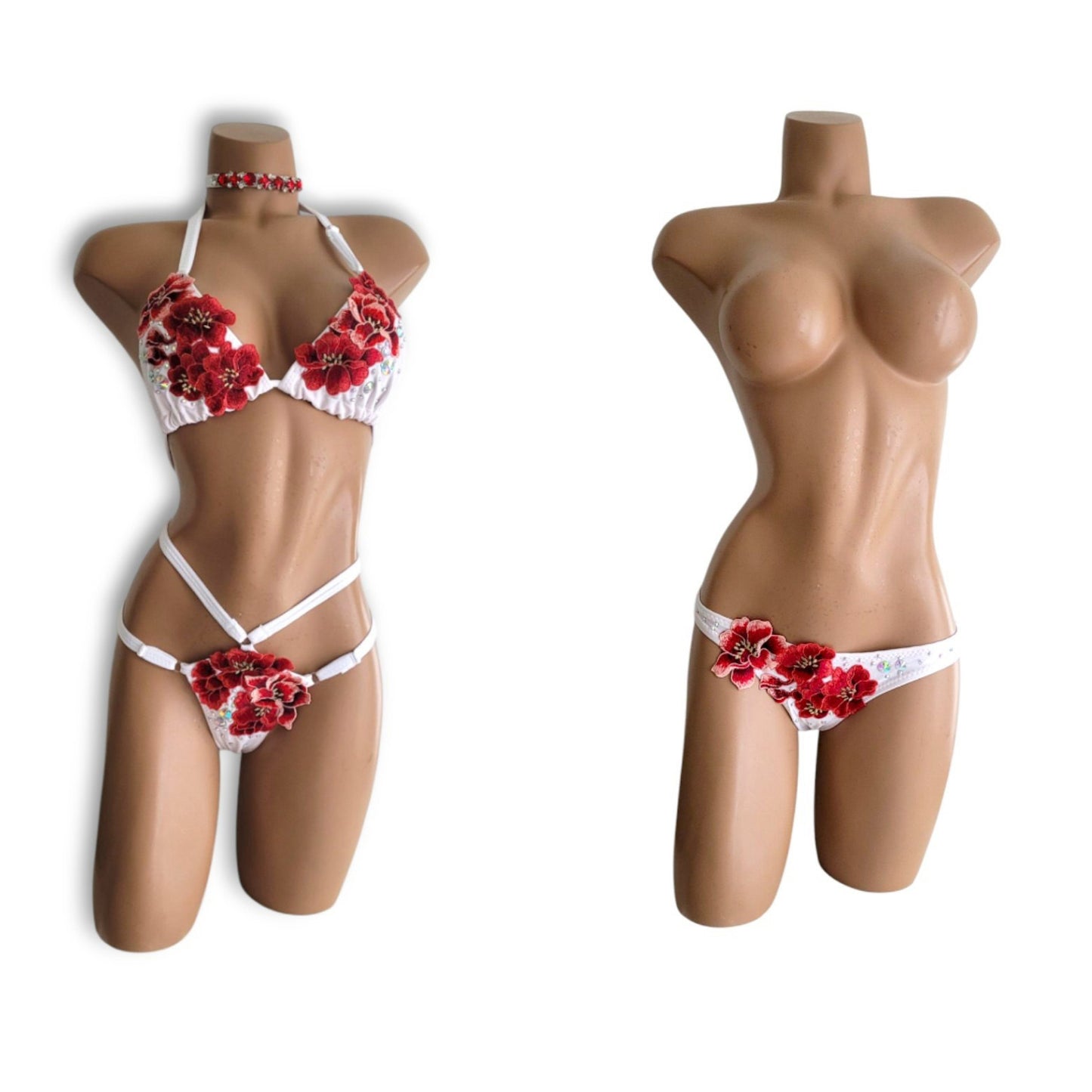 White Floral Diamond Shaped Bikini Set