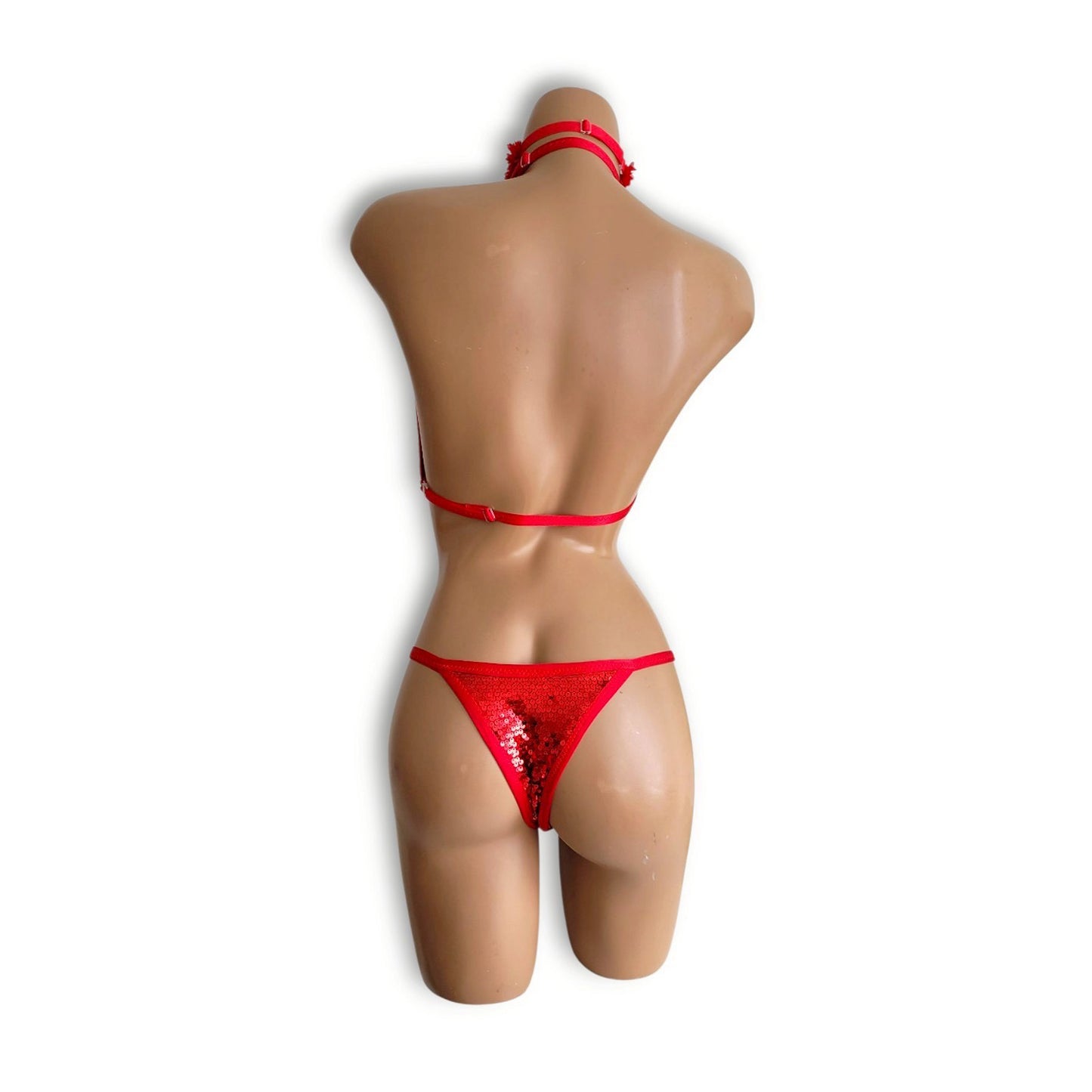 Red Floral Sequin Teddy (Half Back)
