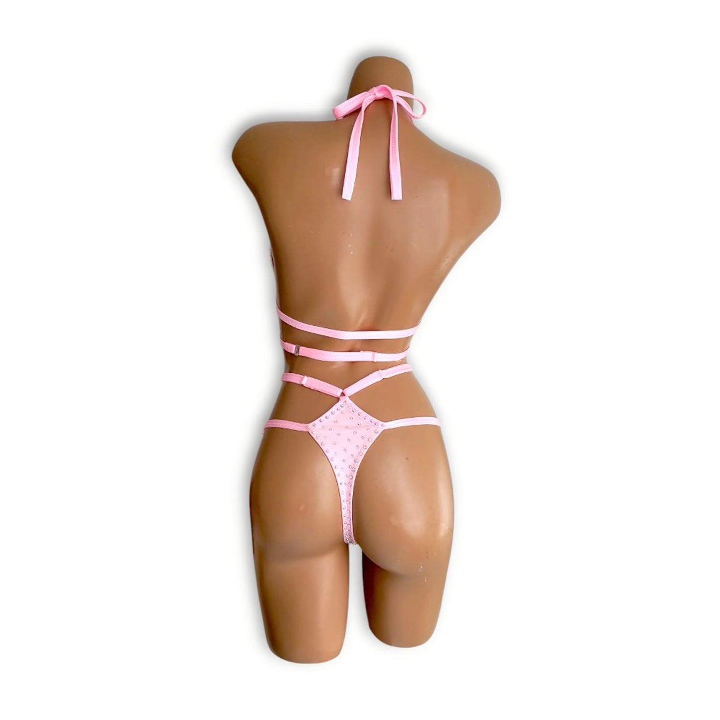 Baby Pink Stone Diamond Shaped Bikini