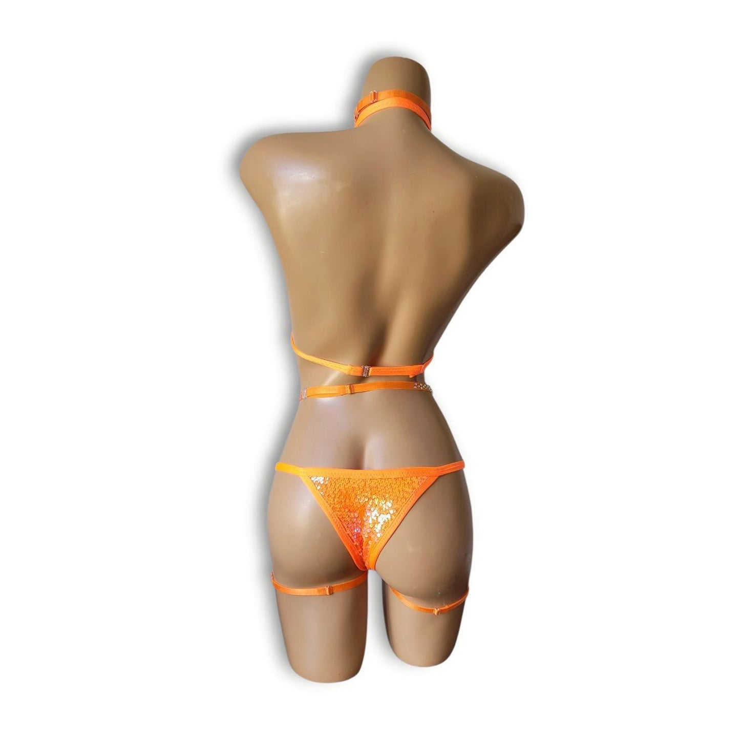 Neon Orange High-Waist Bikini (Half Back)