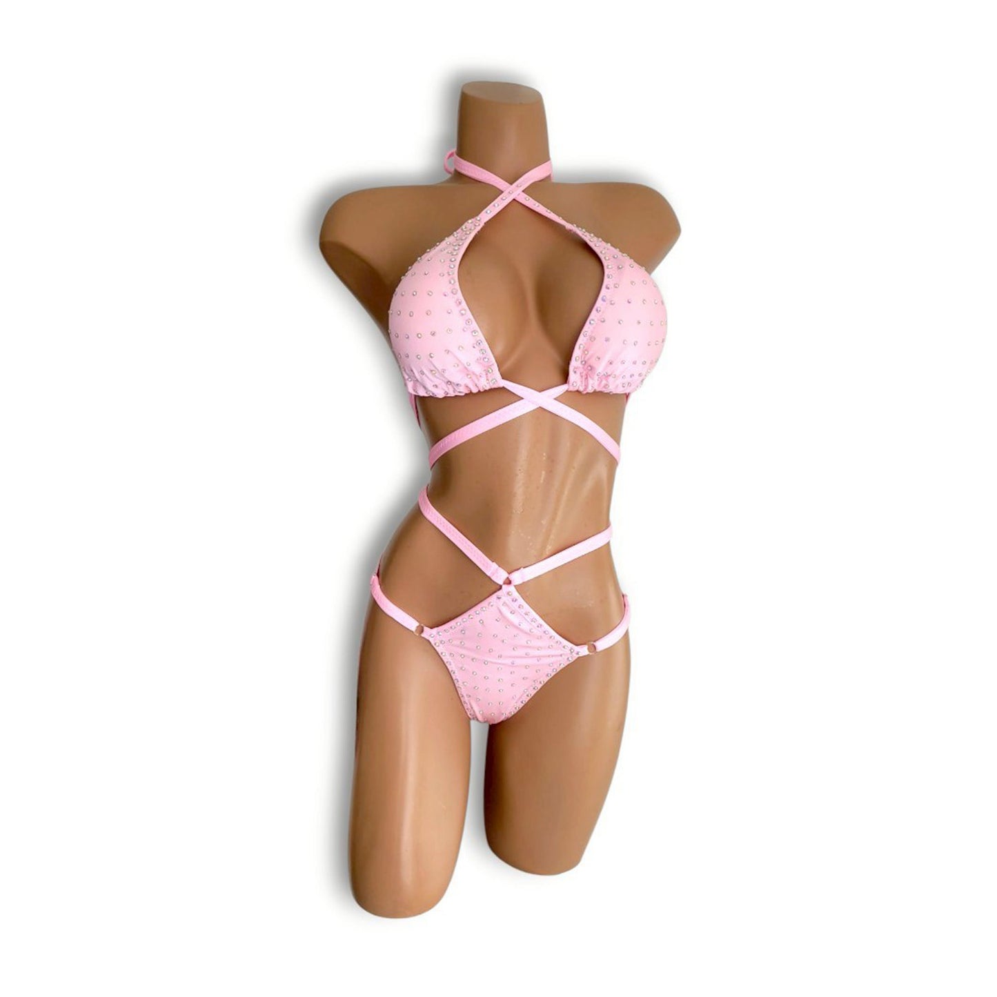 Baby Pink Stone Diamond Shaped Bikini