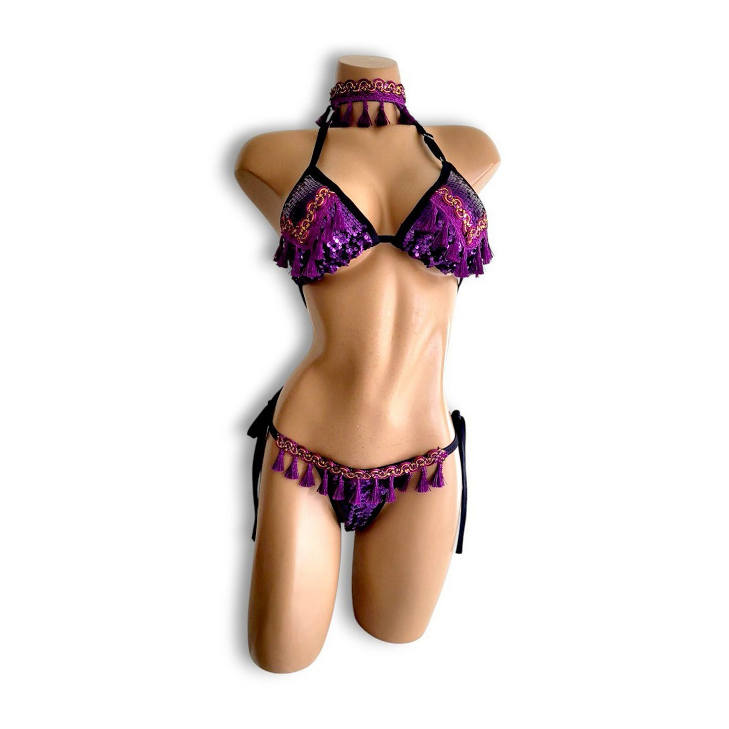 紫タッセルビキニスカートセット