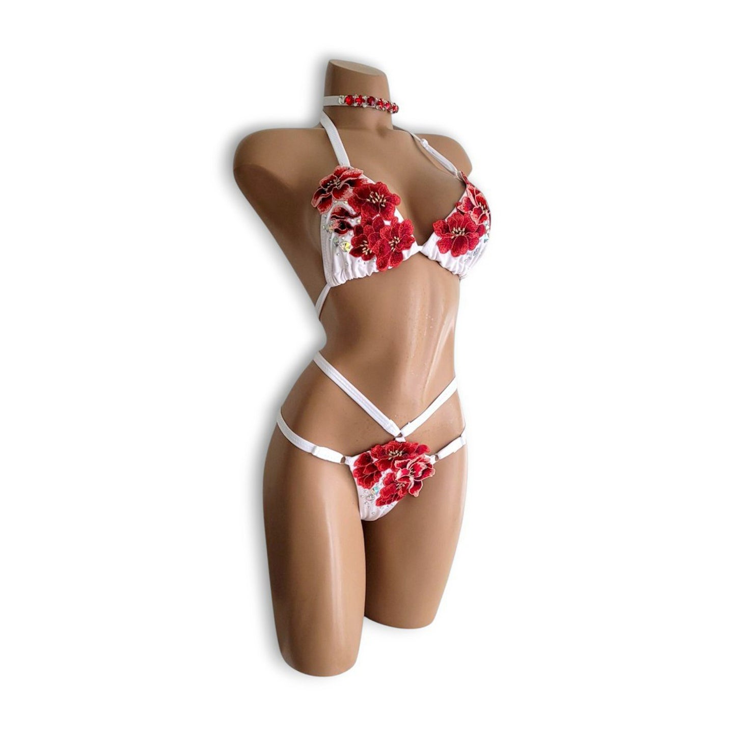 White Floral Diamond Shaped Bikini