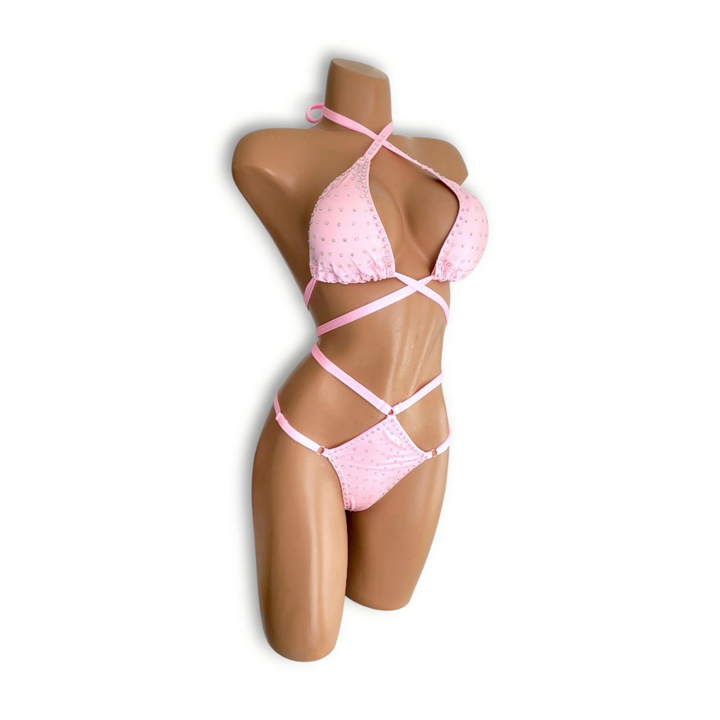 Baby Pink Stone Diamond Shaped Bikini