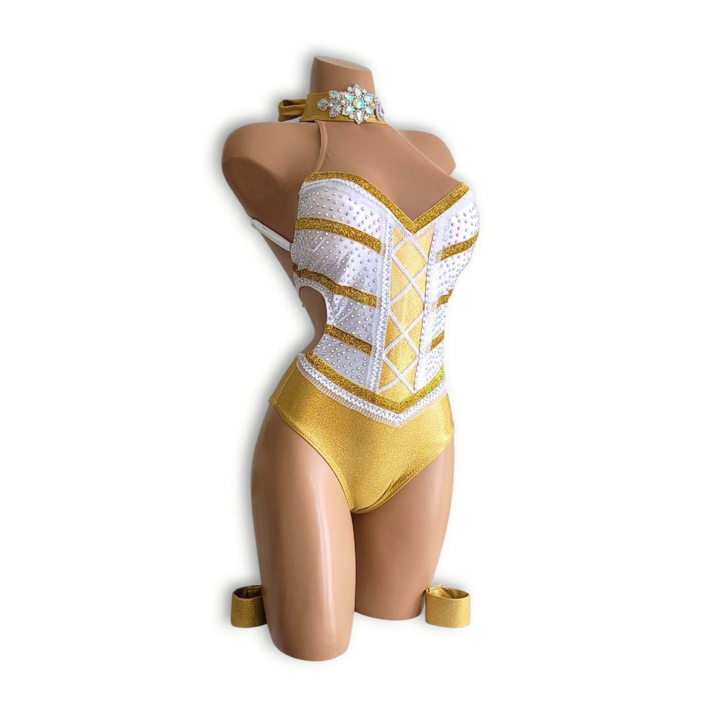 白ゴールドストライプレオタード