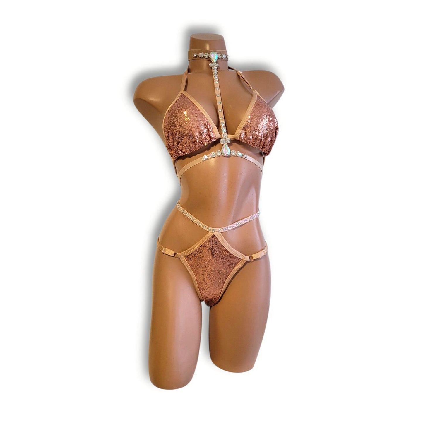 ローズゴールドハーネスハイウエストビキニ