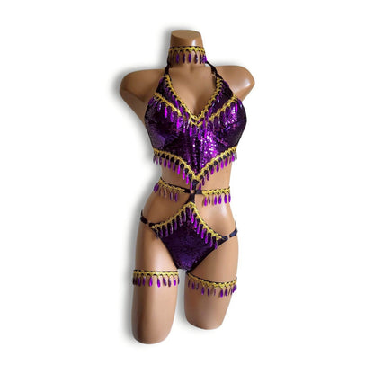 紫ビーズフリンジテディ