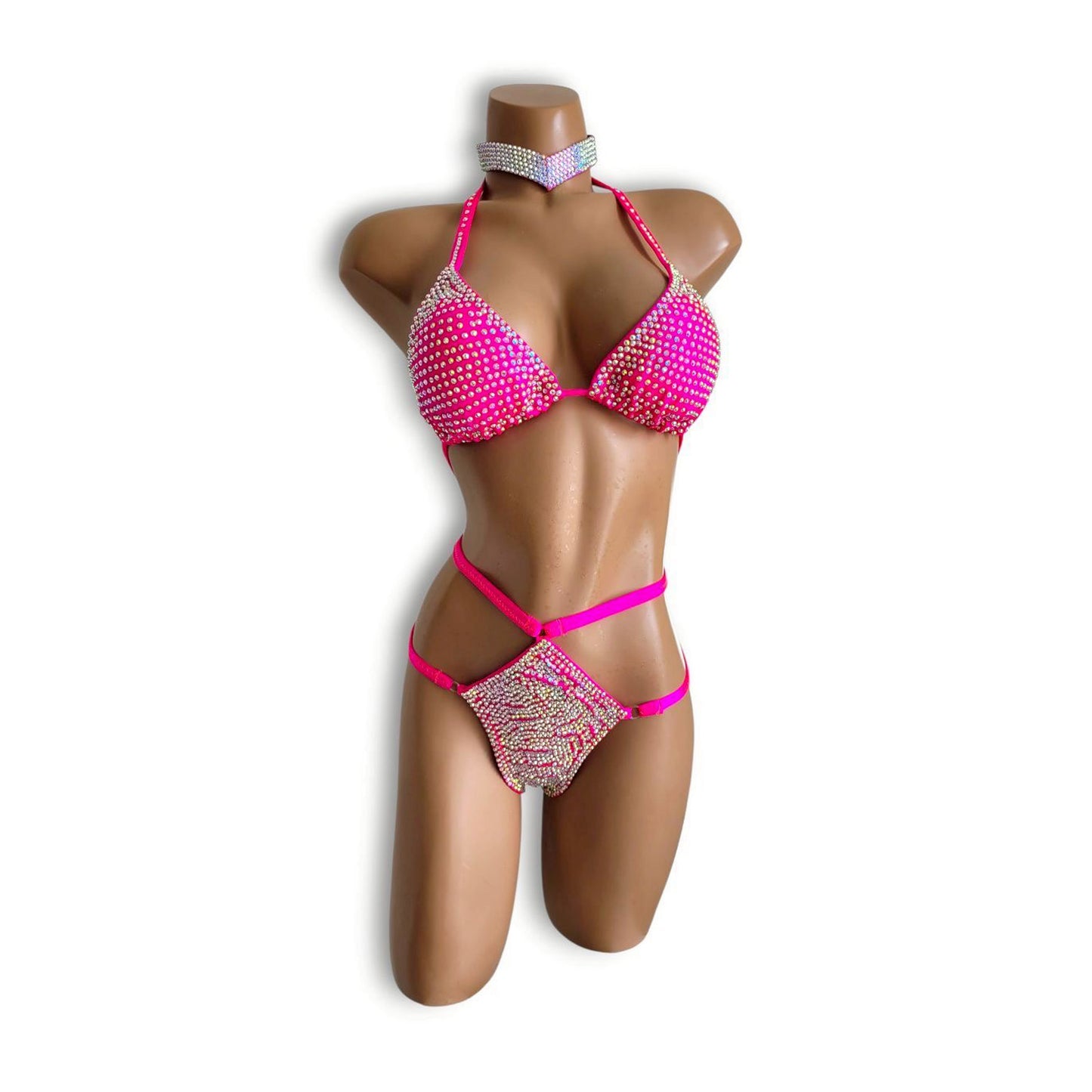 ピンクストーンハイウエストビキニ