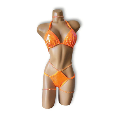 Neon Orange High-Waist Bikini (Half Back)