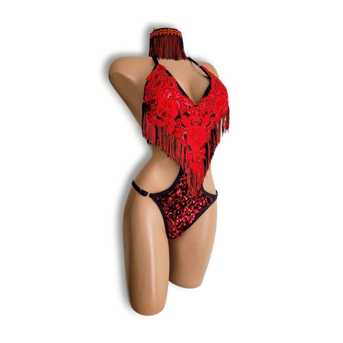 赤黒モチーフフリンジテディA