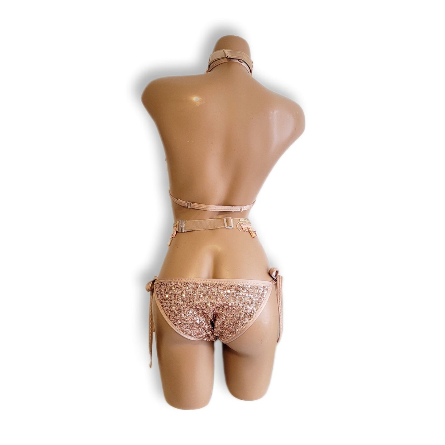 Small Grain Bronze High Waist Bikini (Full Back)