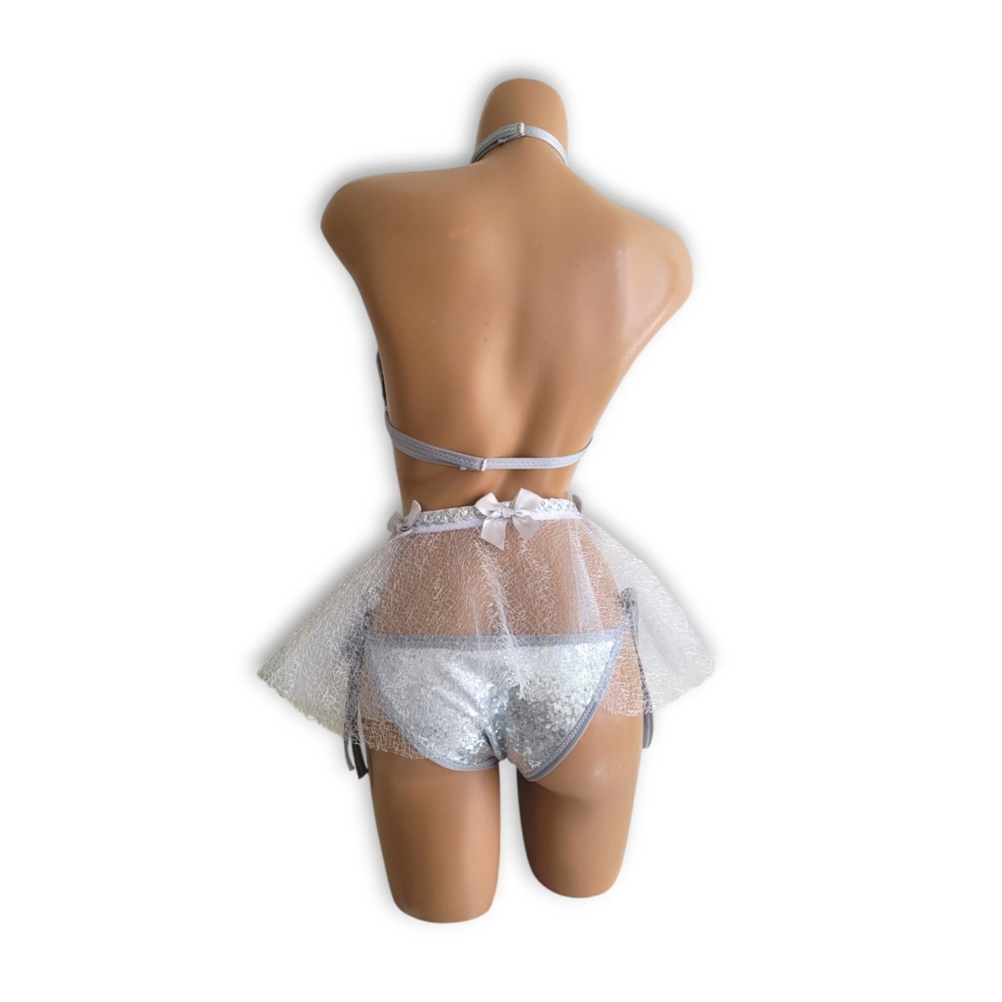 Silver Teddy Mini Skirt Set (Full Back)