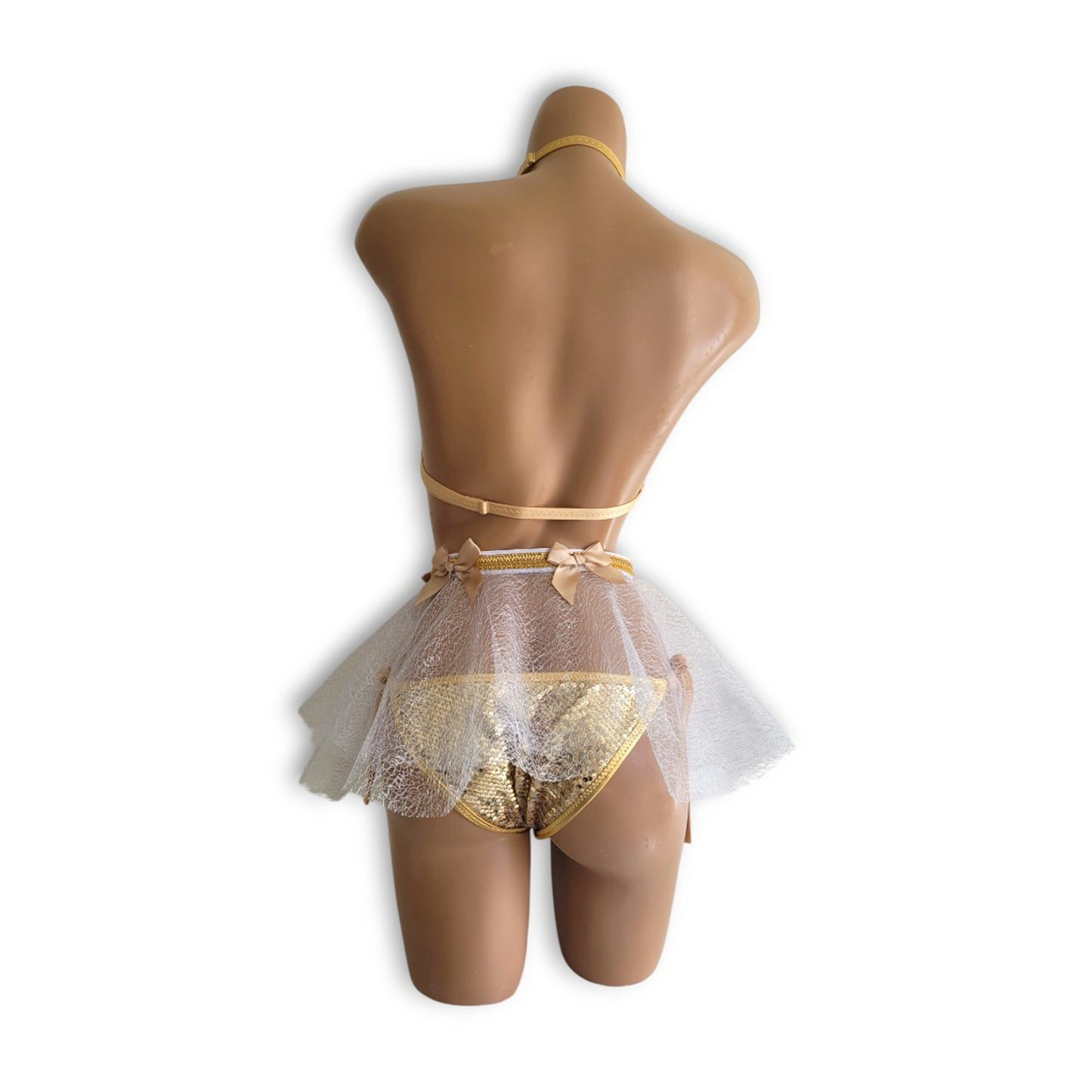 Gold Teddy Mini Skirt Set (Full Back)