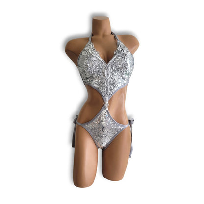 Silver Teddy Mini Skirt Set (Full Back)