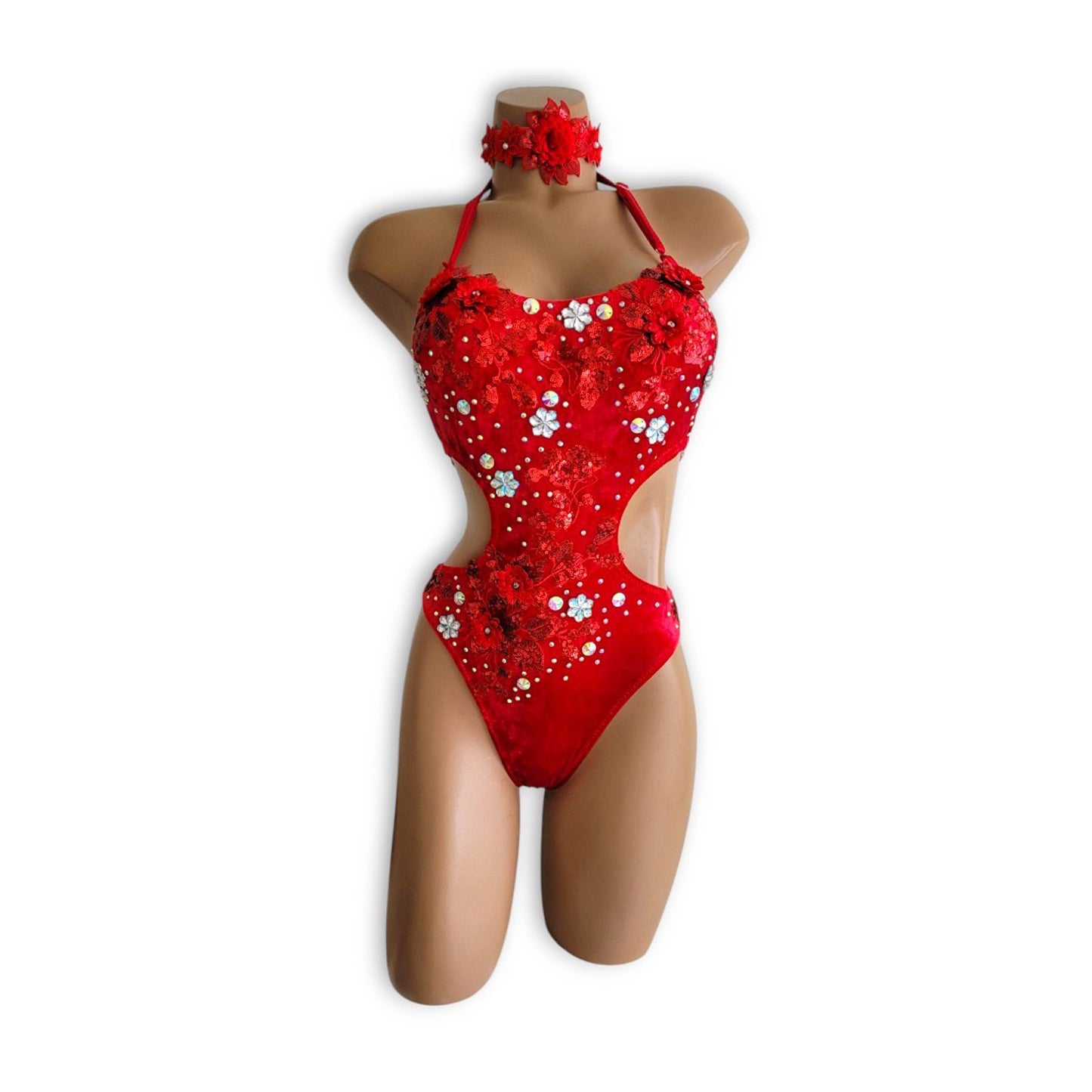 Red Velour Christmas Leotard