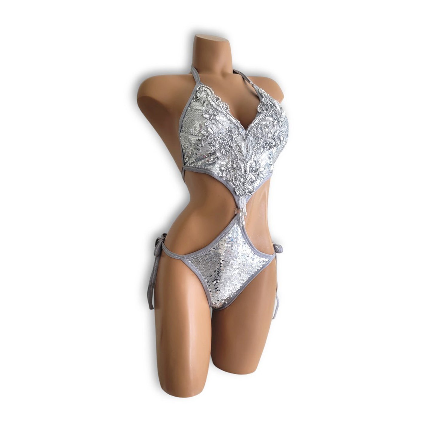 Silver Teddy Mini Skirt Set (Full Back)