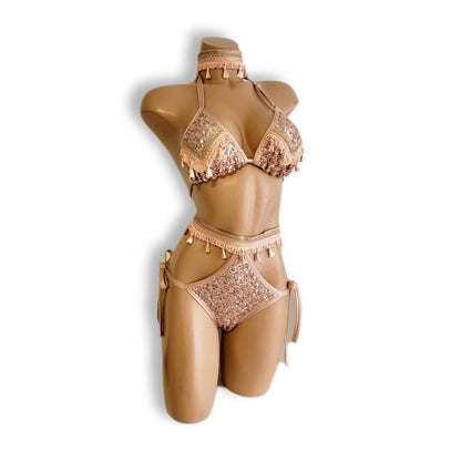 Small Grain Bronze High Waist Bikini (Full Back)