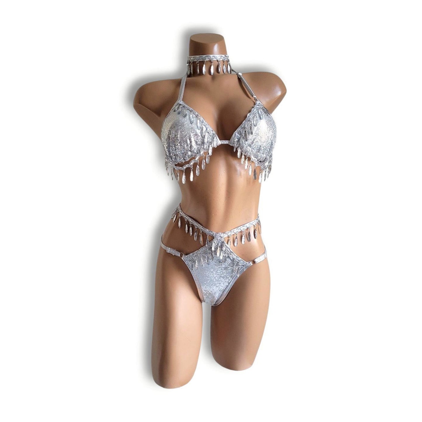 シルバービーズフリンジハイウエストビキニ（Tバック）