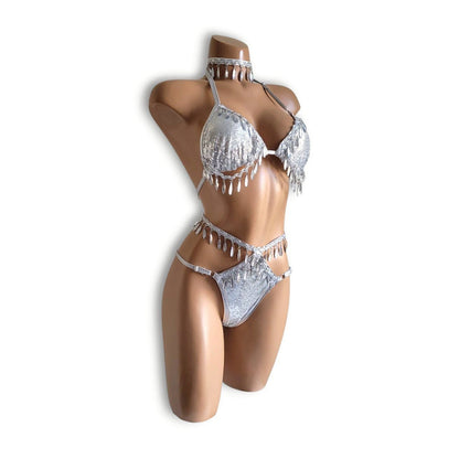 シルバービーズフリンジハイウエストビキニ（Tバック）