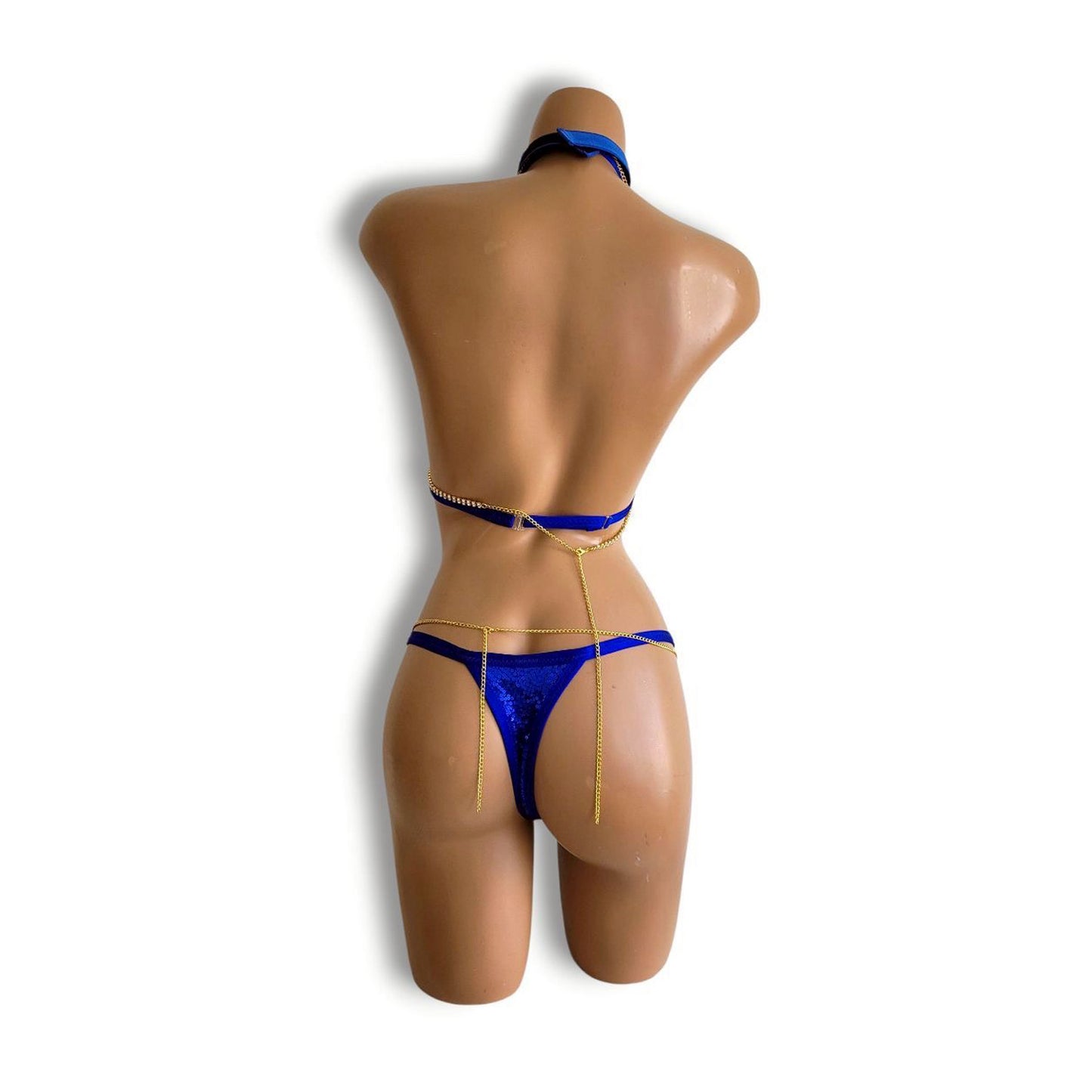 青ラインストーンビキニ