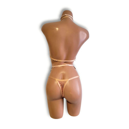 Rose Gold Beaded Fringe High-Waist Bikini