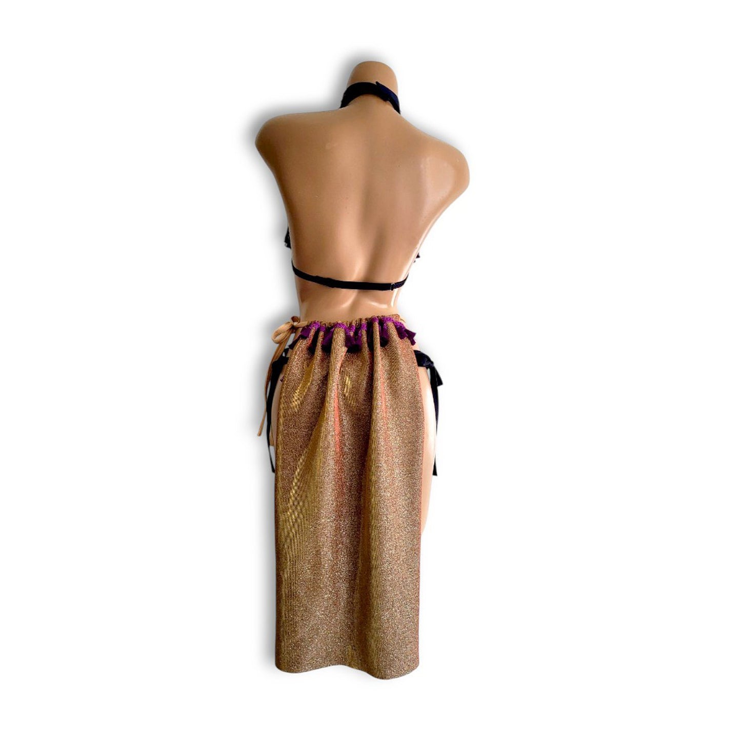 Purple Tassel Bikini & Skirt Set