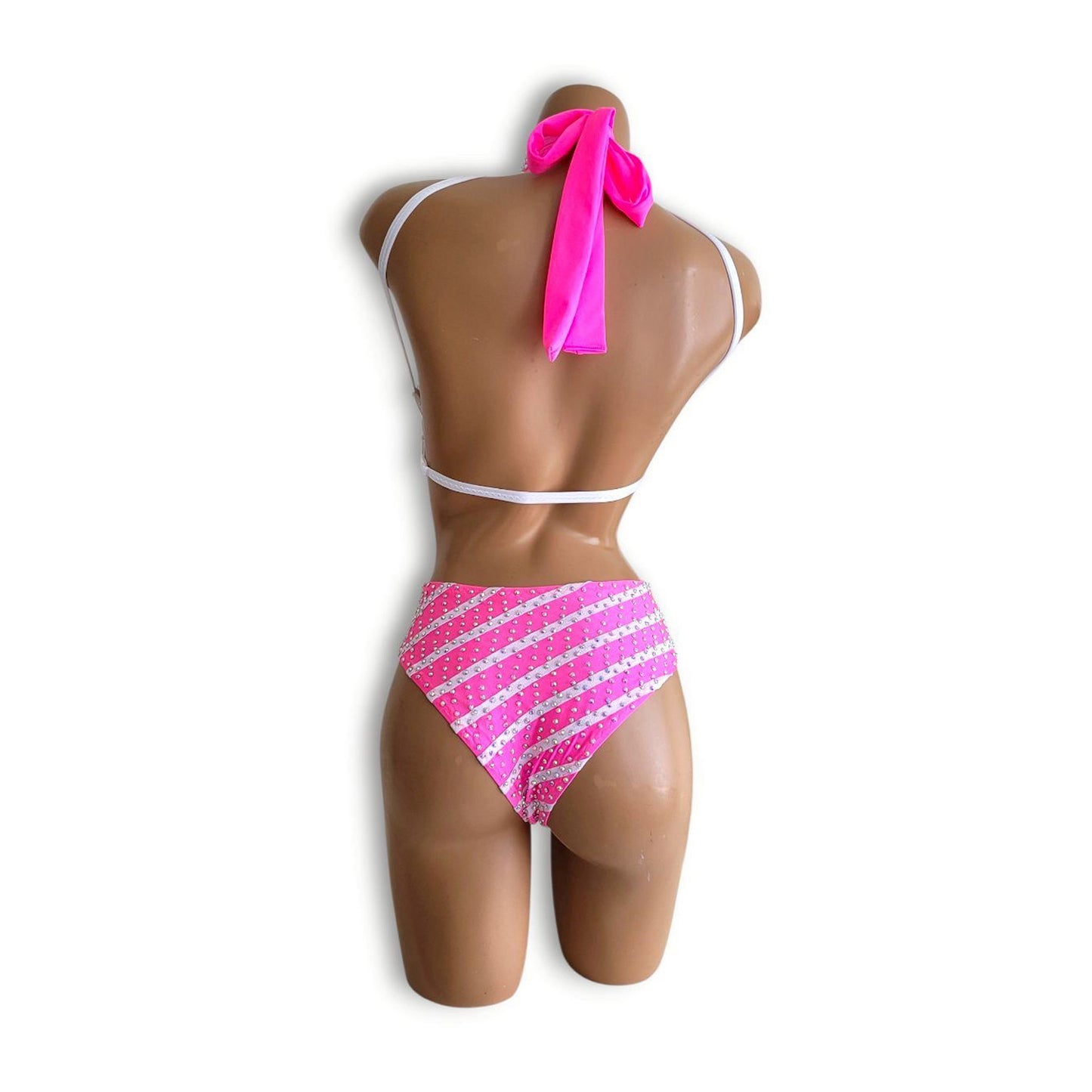 白ピンクストライプレオタード