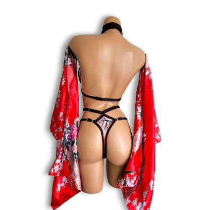 赤黒和柄ハイウエストスカートセット