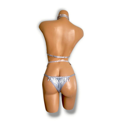 Silver Beaded Fringe Bikini