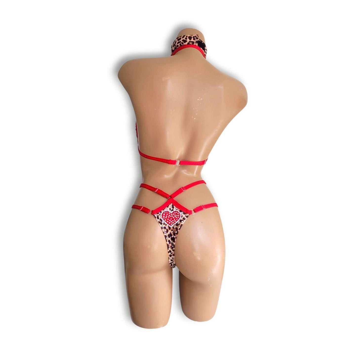赤レオパードビキニ