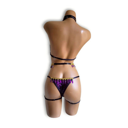 紫ビーズフリンジテディ