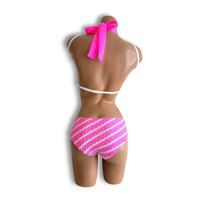 白ピンクストライプセットアップ