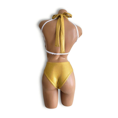 白ゴールドストライプレオタード