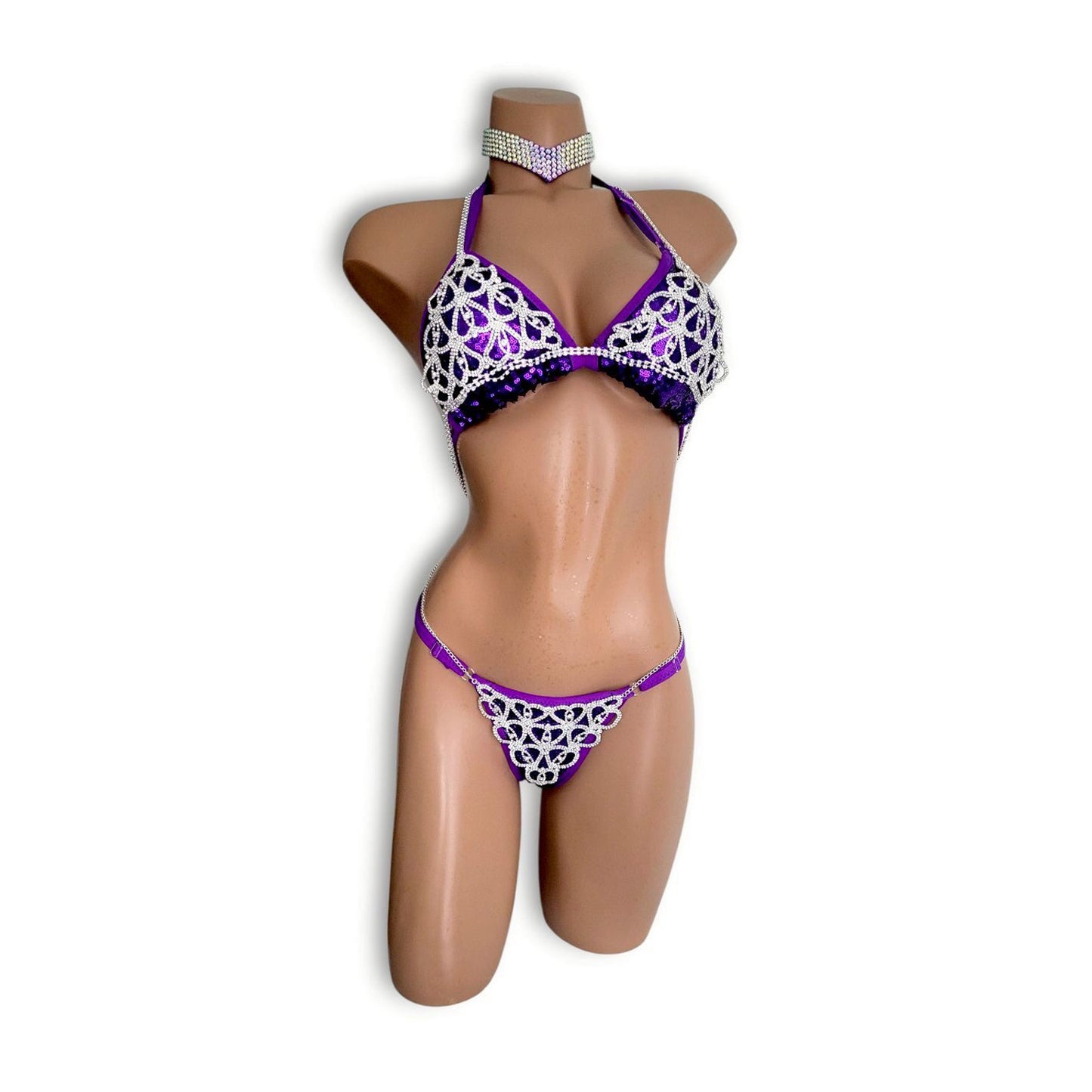 紫ラインストーンビキニ