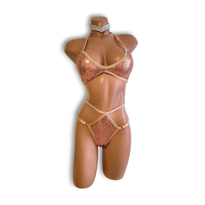 ローズゴールドハイウエストビキニ