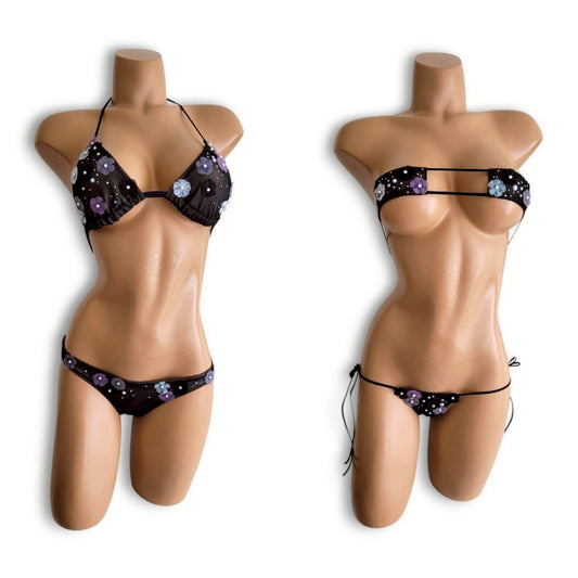 Black Floral Gravure Set