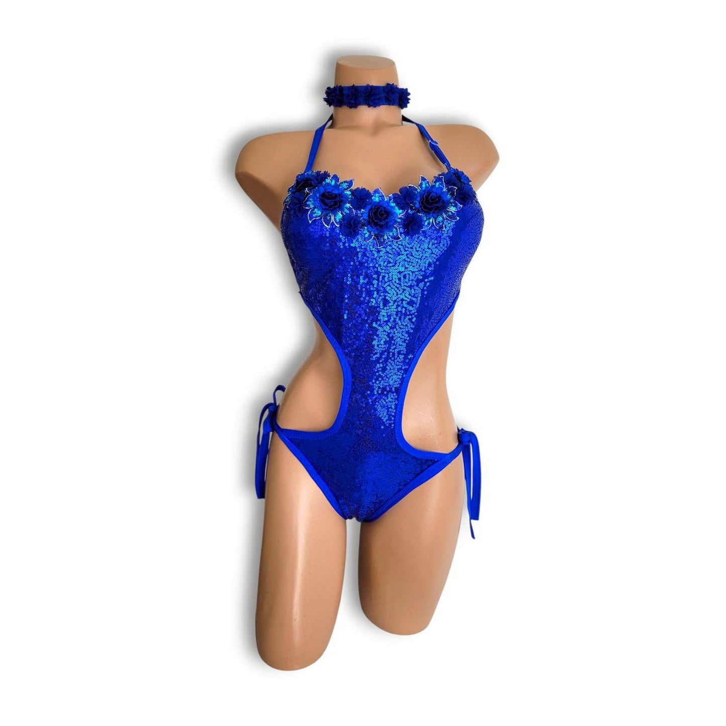 青お花モチーフテディ（フルバック）