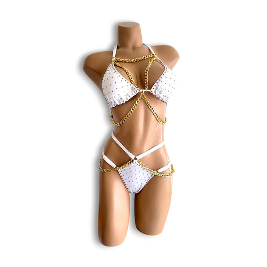 White Bikini & Gold Chain