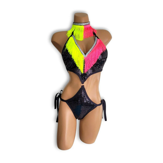 Black Neon Fringe Teddy