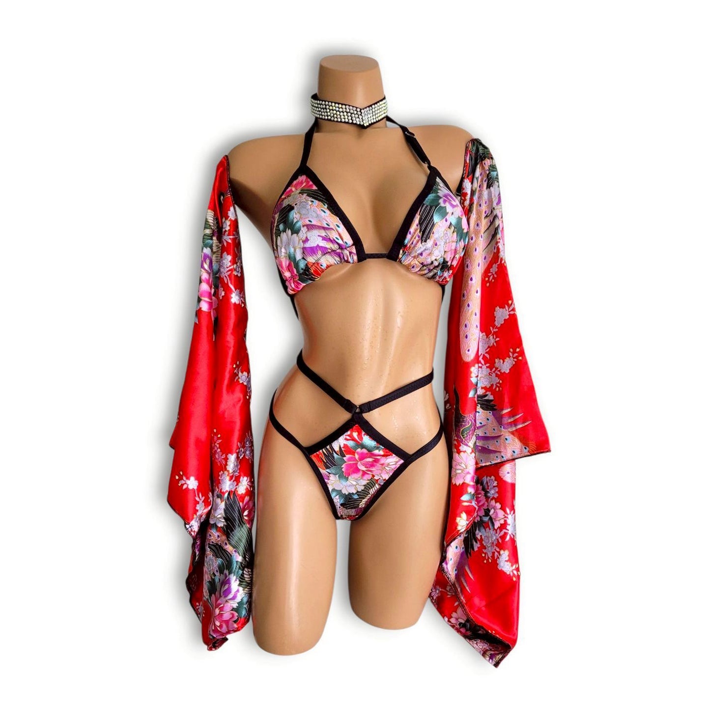 赤黒和柄ハイウエストスカートセット