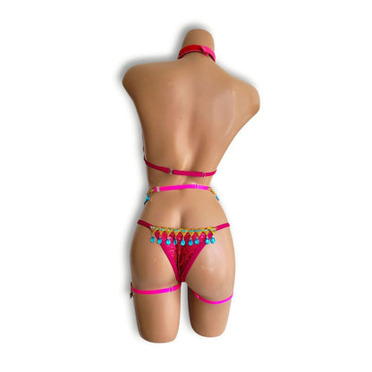 マゼンタアラビアンハイウエストビキニ（ハーフバック）