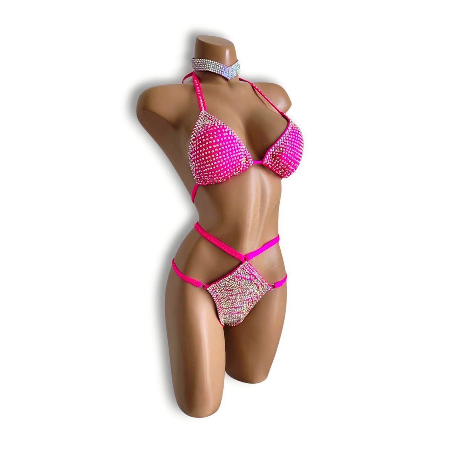 ピンクストーンハイウエストビキニ