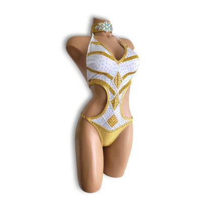 白ゴールドストライプテディ