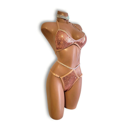 ローズゴールドハイウエストビキニ