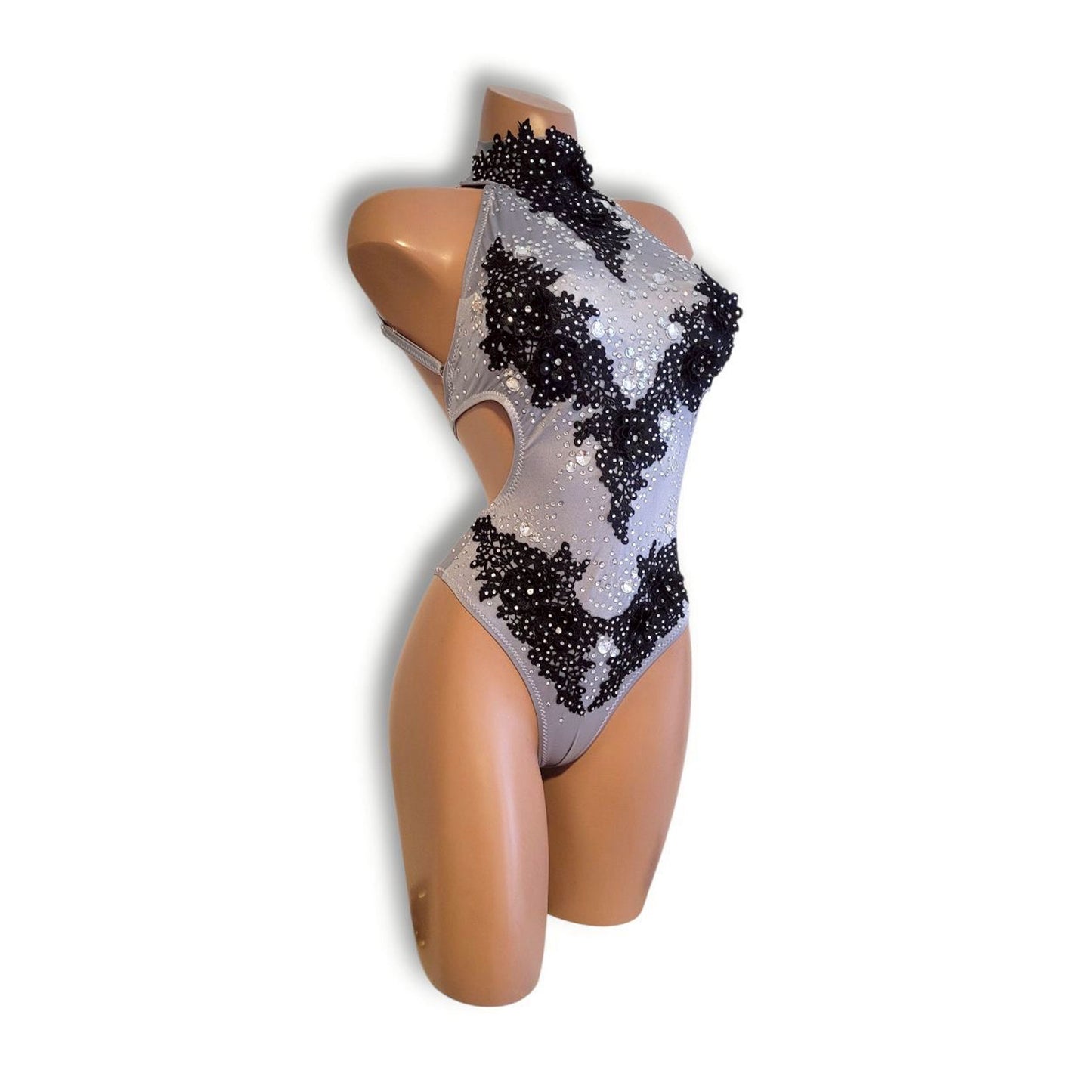 Gray & Black Motif Leotard
