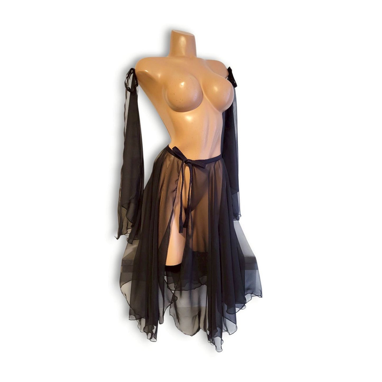 Black Medium Length Skirt & Sleeve Set