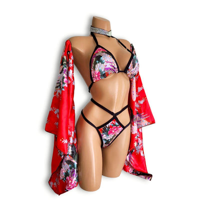 赤黒和柄ハイウエストスカートセット