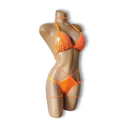 Neon Orange High-Waist Bikini (Half Back)