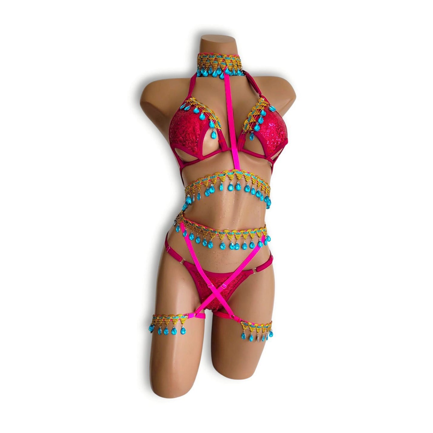 マゼンタアラビアンハーネスセット（Tバック）