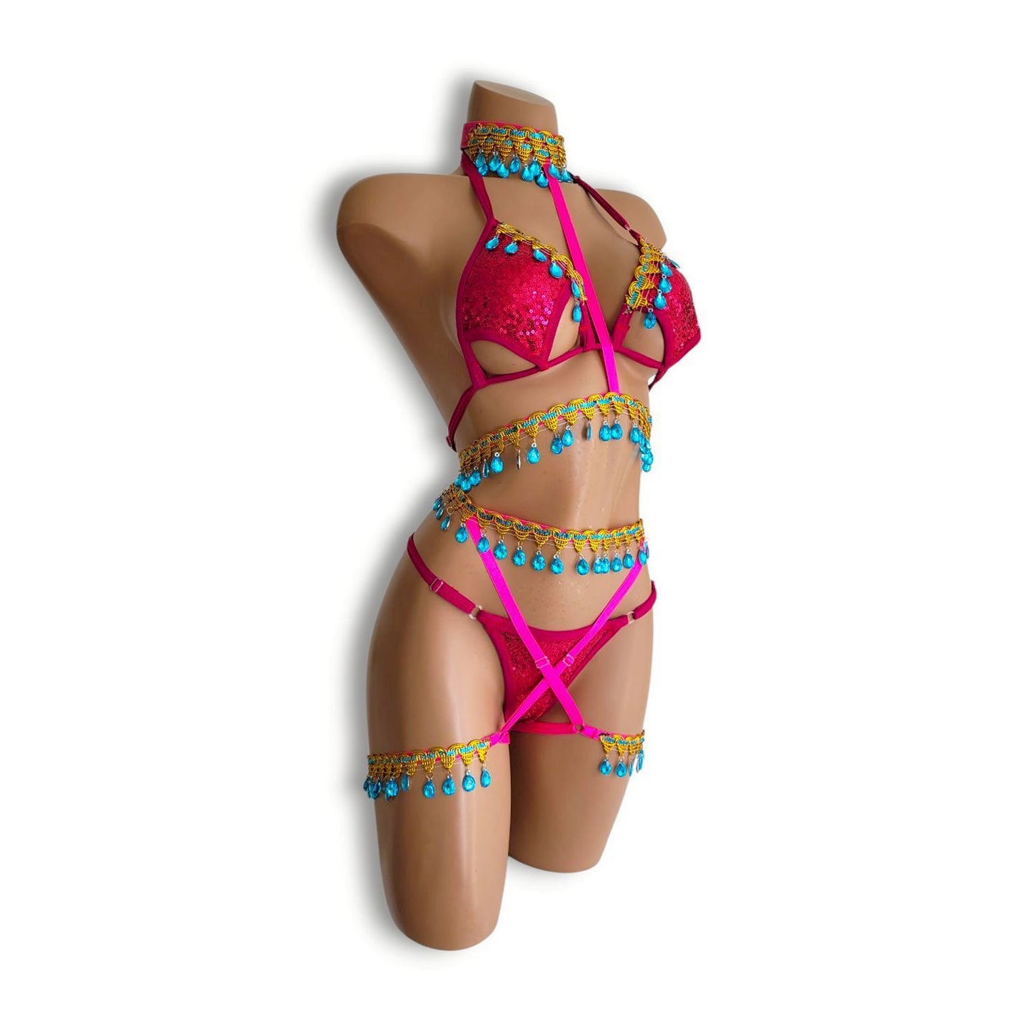 マゼンタアラビアンハーネスセット（Tバック）